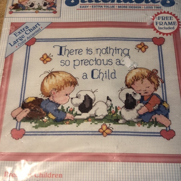 Dimensions Counted Cross Stitch Kit "Precious Children" 1992 VTG 10"X8" 72122 - Picture 2 of 7
